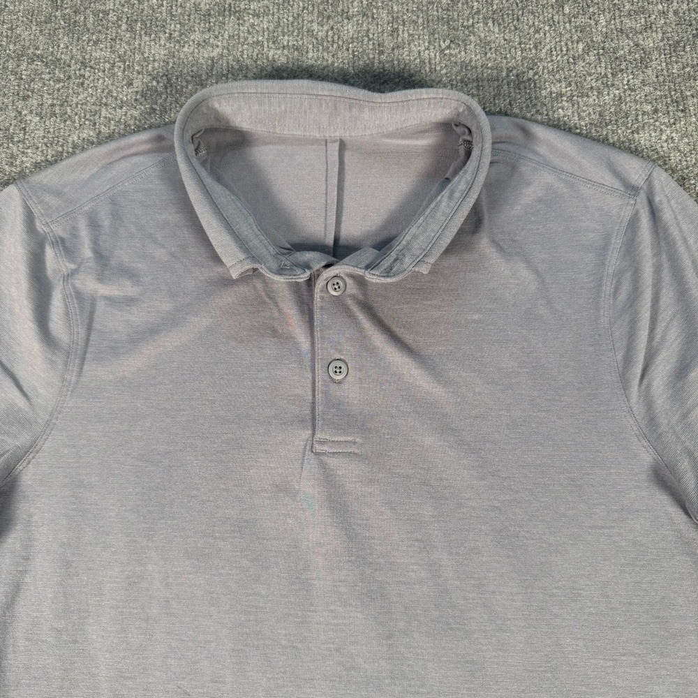 Lululemon Evolution Polo Shirt Mens Grey Short Sleeve Performance Size S #4212